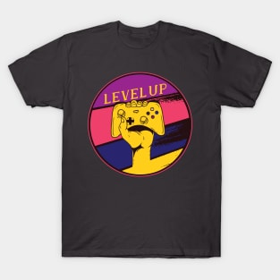 Level Up Gaming Nerds Vintage Retro Style Design T-Shirt